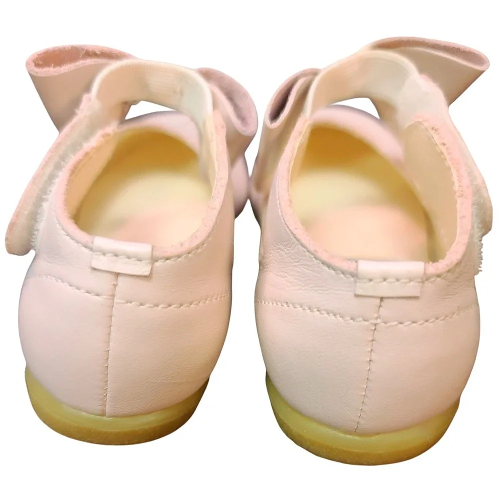 L'Amour Girls Pink Leather Bow Mary Jane Shoes Toddler Size 7 Dress Flats